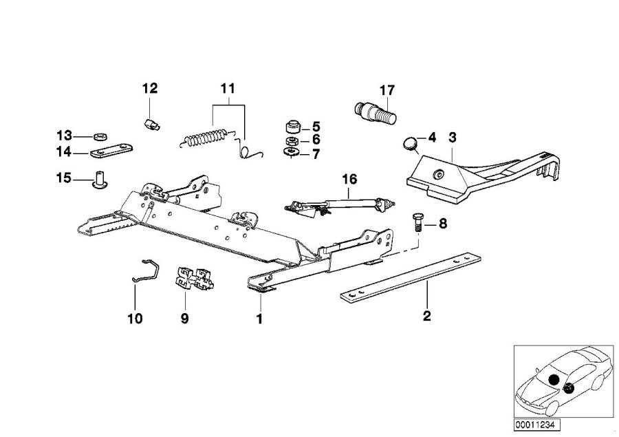 Diagram Front seat rail for your BMW