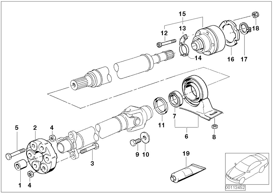 Diagram DRIVE SHAFT-CEN.BEARING-CONST.VEL.JOINT for your 2010 BMW M6   