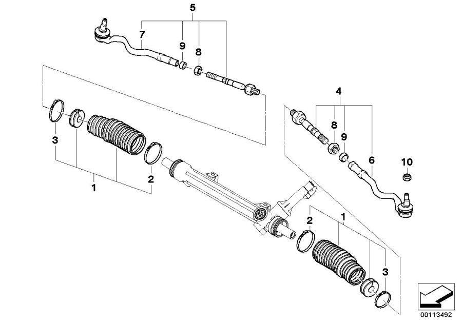 Diagram Steering LINKAGE/TIE rods for your 2004 BMW 525i   