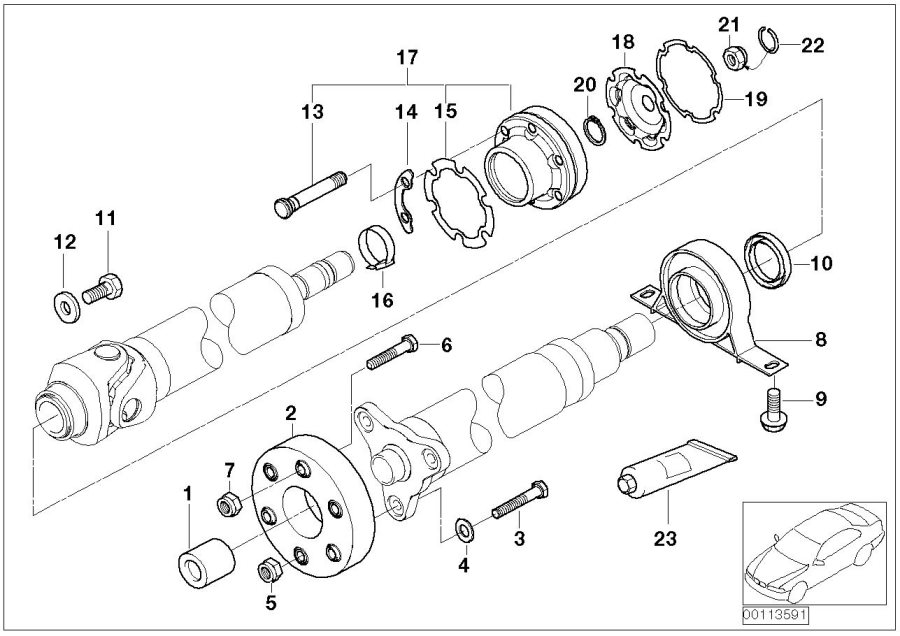 Diagram DRIVE SHAFT-CEN.BEARING-CONST.VEL.JOINT for your 2016 BMW i8   