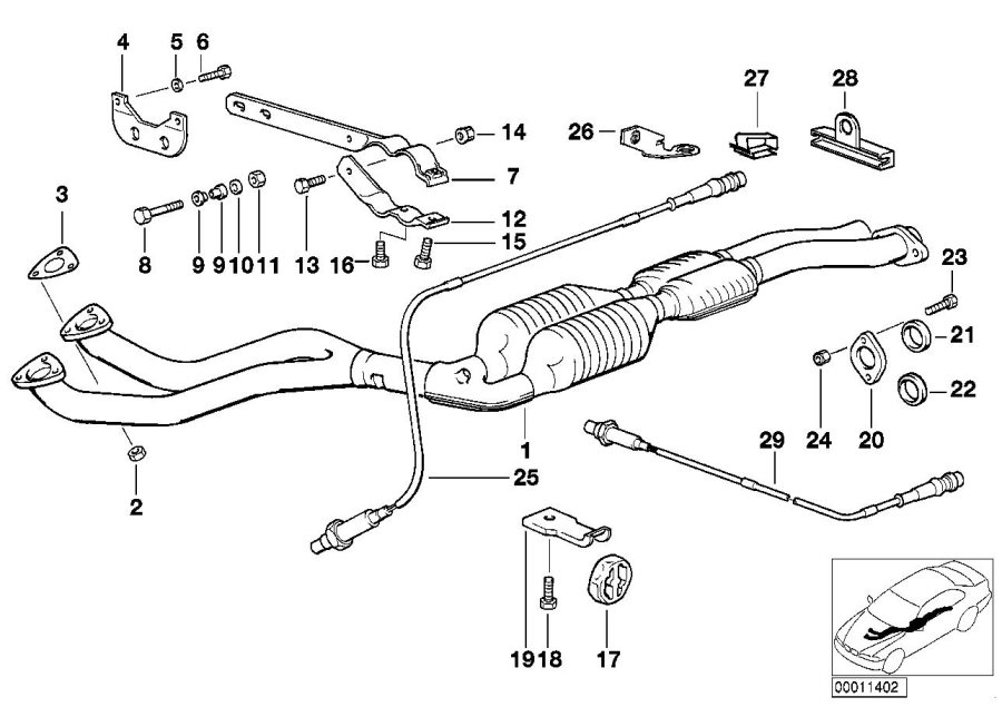 Diagram Catalytic CONVERTER/FRONT silencer for your 2020 BMW 530e   