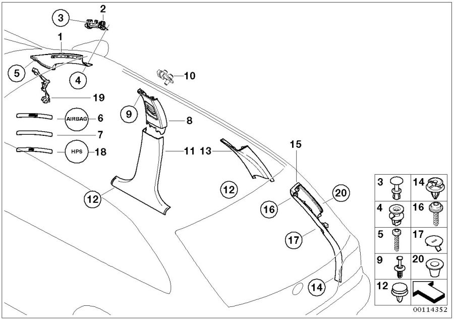 Diagram Trim panel a- / b- / c- / d-column for your BMW