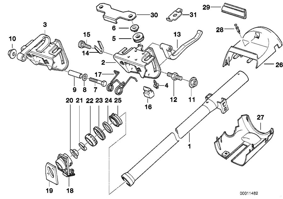 Diagram Vertically adjustable steering column for your BMW