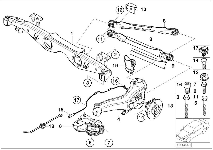 Diagram Rr axle support, wheel susp.,whl bearing for your MINI