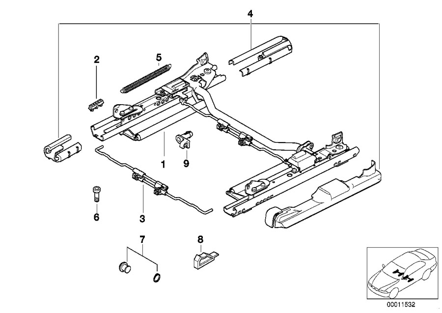 Diagram Front seat rail MECHANICAL/SINGLE parts for your 2023 BMW X3  30eX 