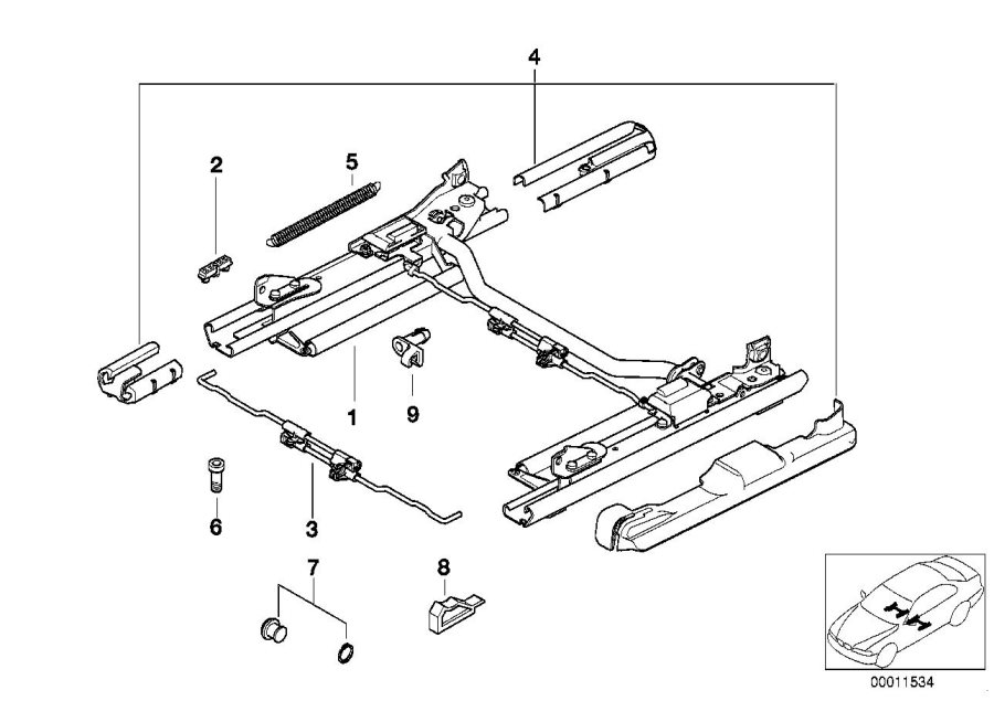 Diagram FRONT SEAT RAIL for your 2023 BMW X3  30eX 