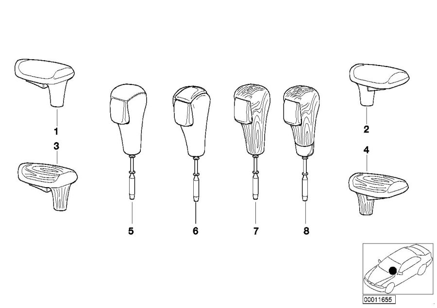 Diagram Selector lever handles / covers for your 2009 BMW M6   