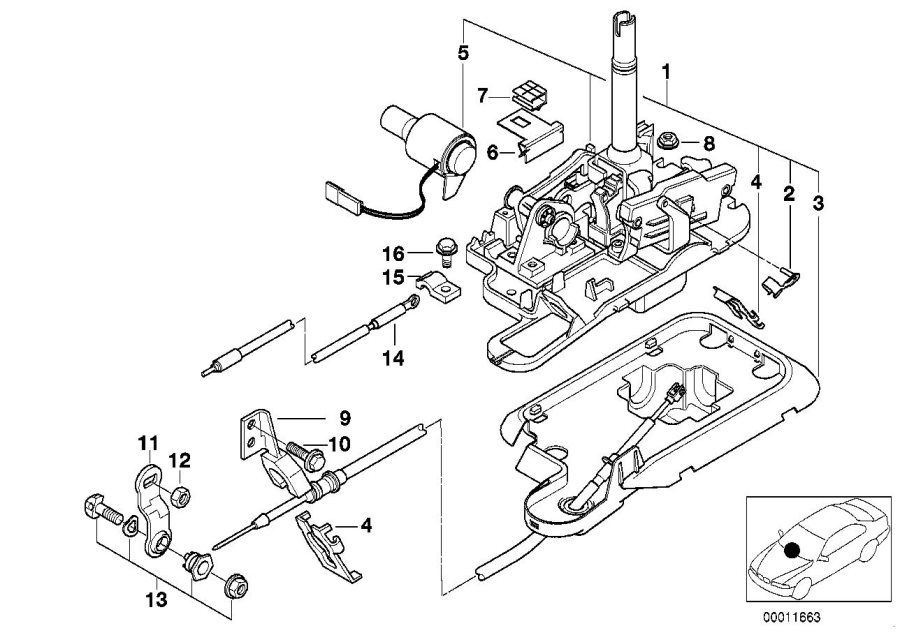 Diagram AUTOM.TRANSMISS.STEPTRONIC SHIFT PARTS for your BMW