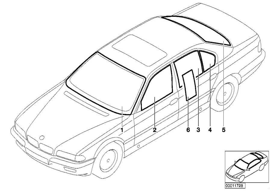 Diagram Glazing for your 1995 BMW 530i   
