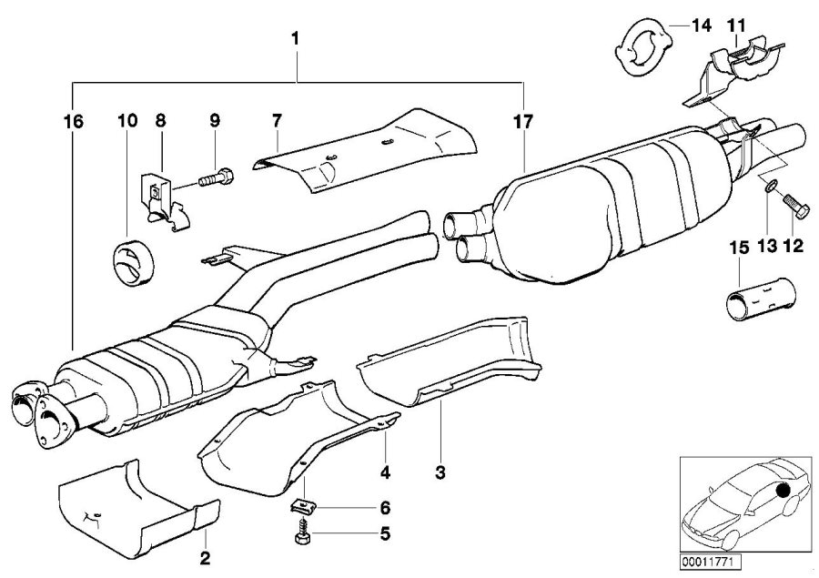 Diagram Exhaust System for your 1986 BMW 318i   