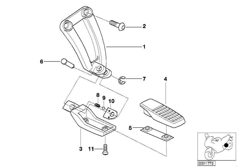 Diagram Rear footrests for your 2015 BMW G650GS   