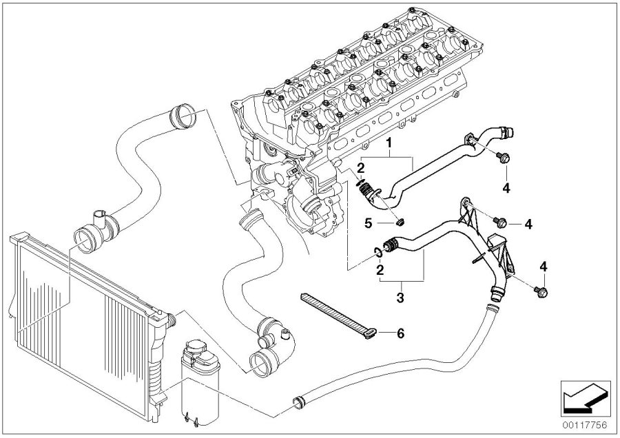 Diagram Cooling System Water Hoses for your 2004 BMW 745i   