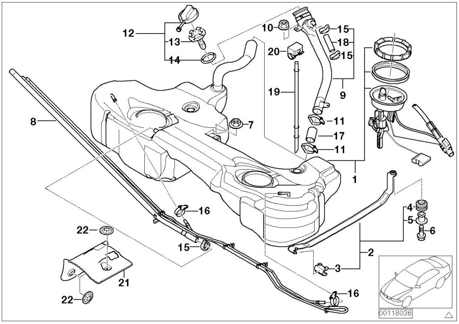 Diagram Fuel TANK/ATTACHING parts for your 2004 BMW 330i   