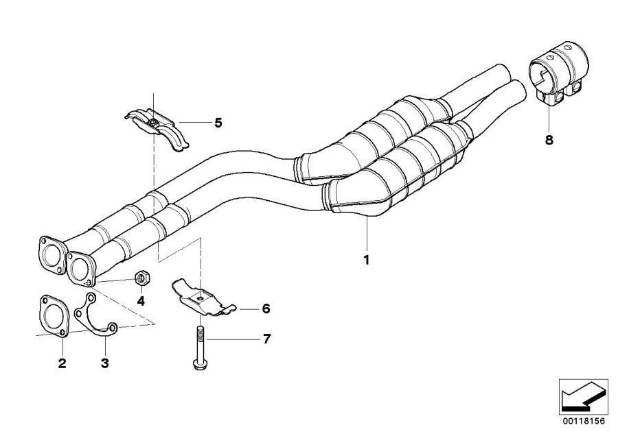 Diagram Catalytic CONVERTER/FRONT silencer for your 2022 BMW Z4   