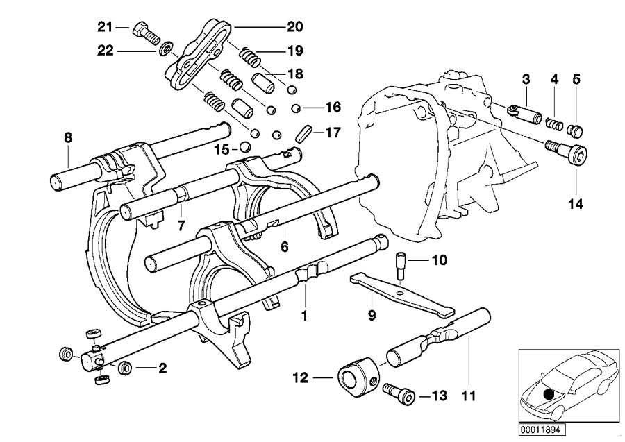 Diagram S5D...G inner gear shifting parts for your 2016 BMW X1   