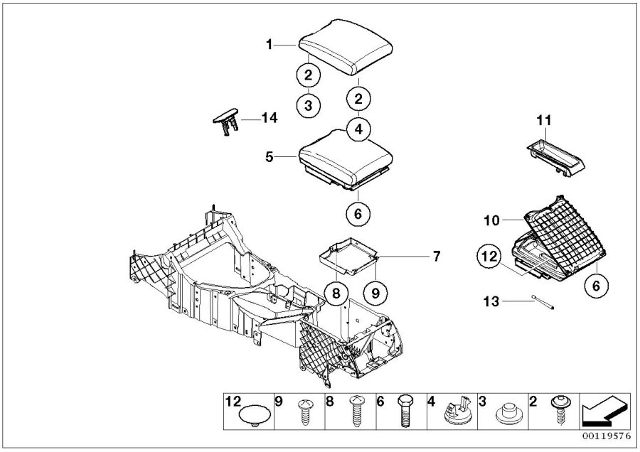 Diagram Armrest, centre console for your 2014 BMW M6   