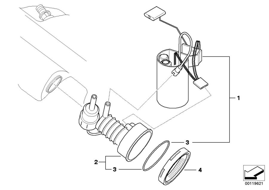 Le diagramme Filtre à carburant/pompe/capteur niveau pour votre BMW