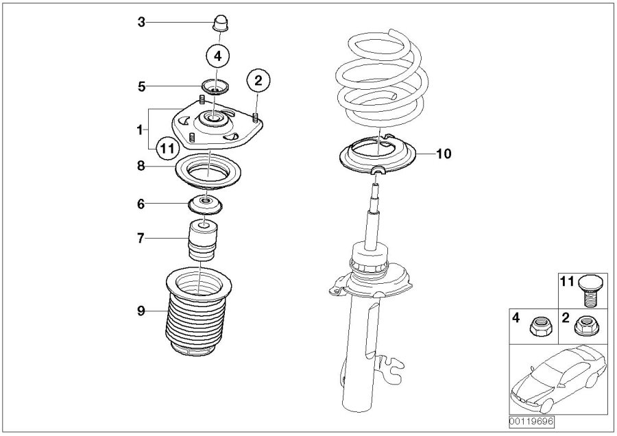 Diagram GUIDE SUPPORT/SPRING PAD/ATTACHING PARTS for your MINI