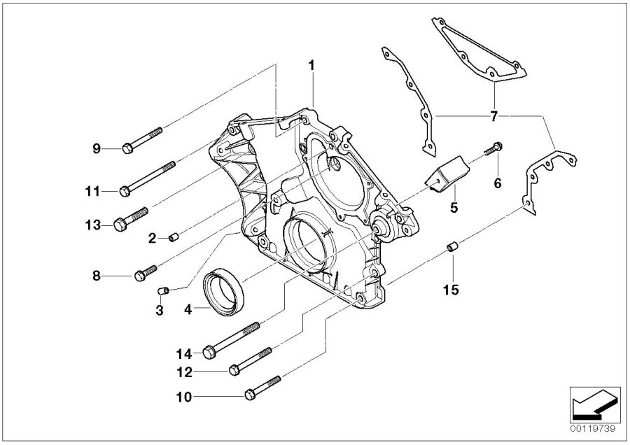 Diagram Lower timing case for your 2016 BMW 640iX   