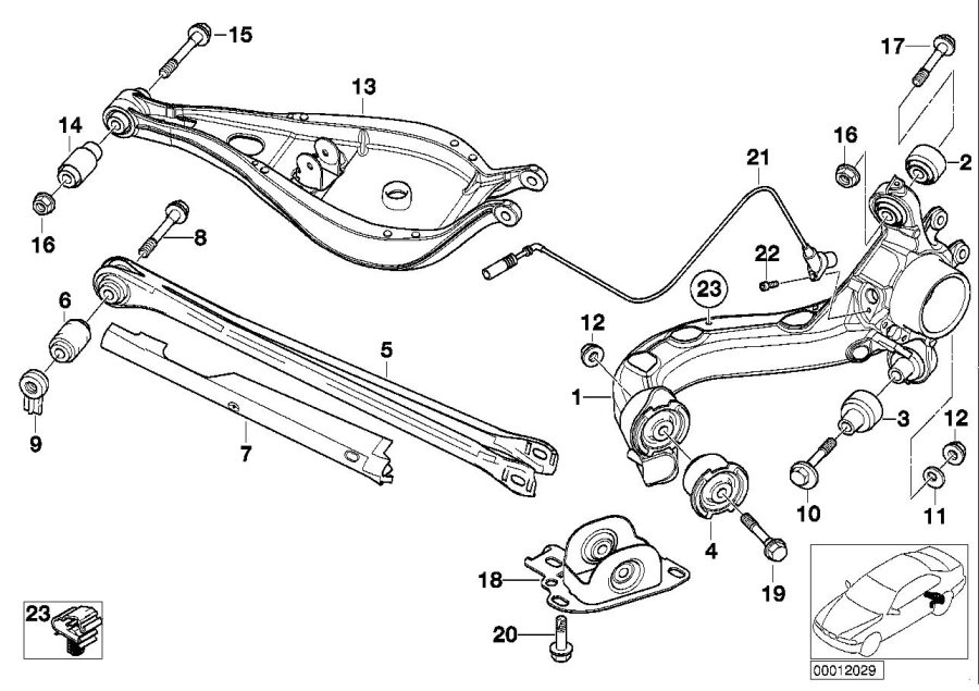 Diagram Rear axle SUPPORT/WHEEL suspension for your BMW X2  