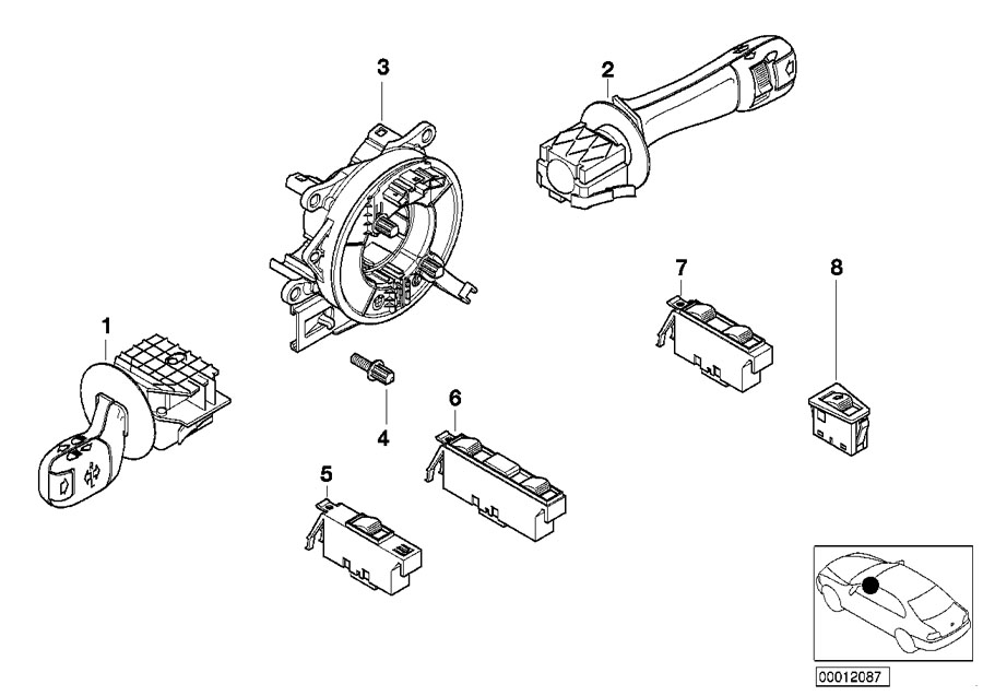 Diagram Steering-column STALK/ window lifter for your BMW