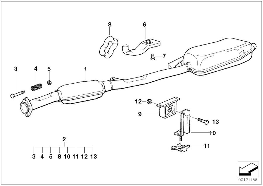 Diagram Rear muffler for your BMW