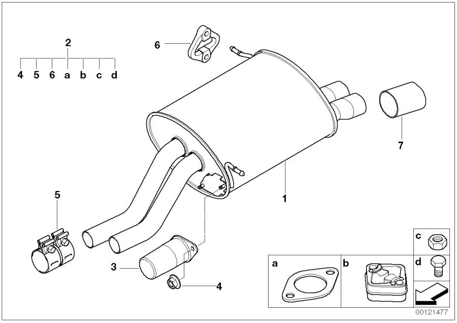 Diagram Exhaust system, rear for your BMW