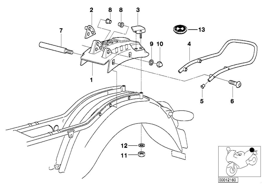 Diagram Rear carrier part for your 2004 BMW R1150GS   