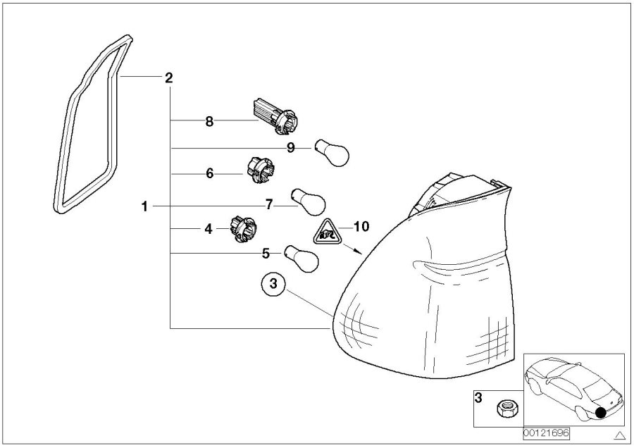 Diagram Rear light in the side panel for your BMW