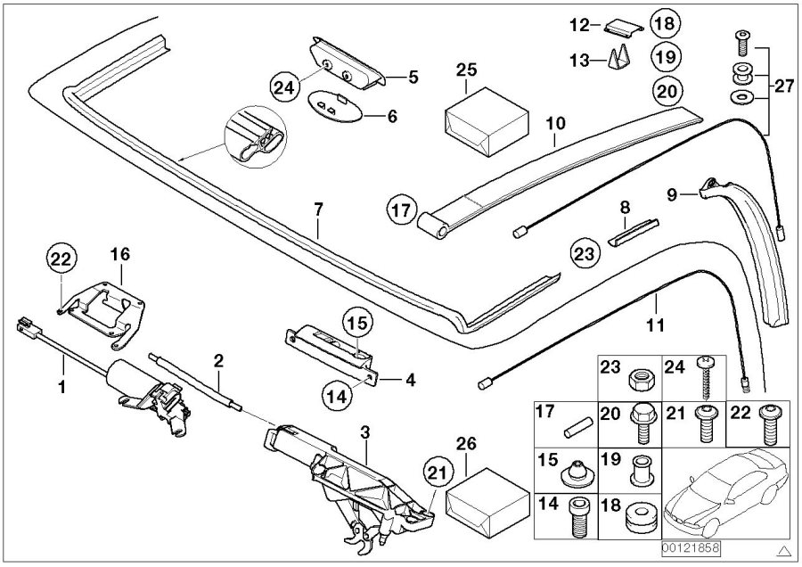 Diagram Folding top mounting parts for your BMW