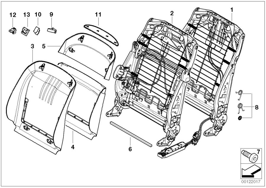 Diagram Front seat backrest FRAME/REAR panel for your BMW