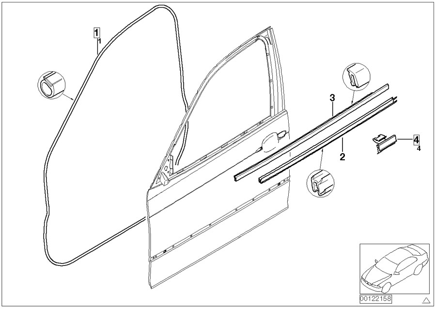 Diagram Door weatherstrip front for your BMW