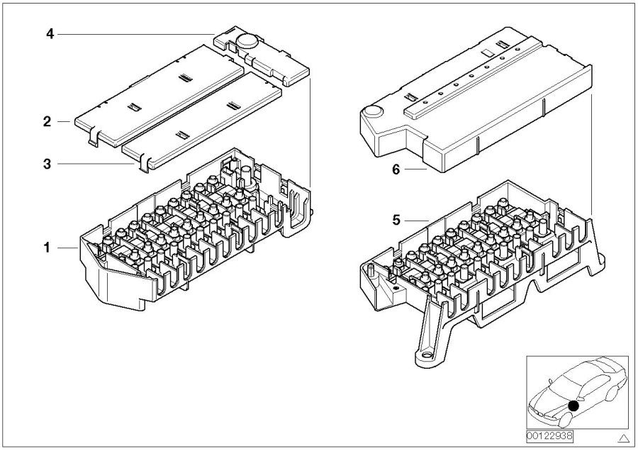 Diagram Single components for fuse housing for your 2001 BMW 323i   