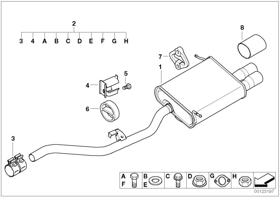 Diagram Rear muffler for your BMW