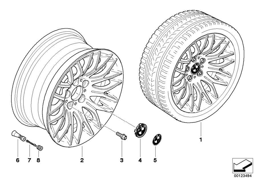 Diagram BMW light alloy wheel, cross spoke 144 for your BMW