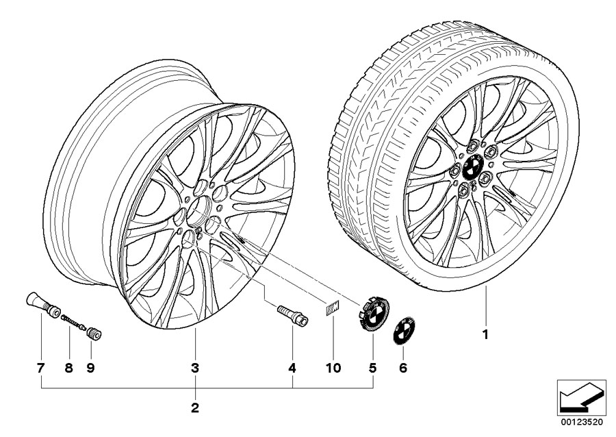 Diagram BMW alloy wheel, M double spoke 135 for your BMW