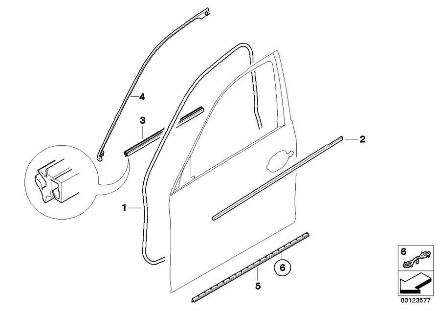 Diagram Door weatherstrip front for your 2012 BMW M6   