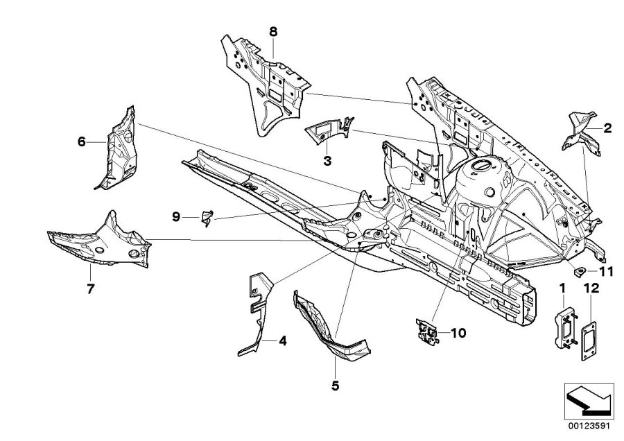 Diagram Front body bracket left for your BMW X3  