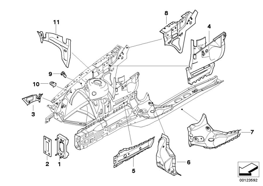 Diagram Front body bracket right for your BMW X3  