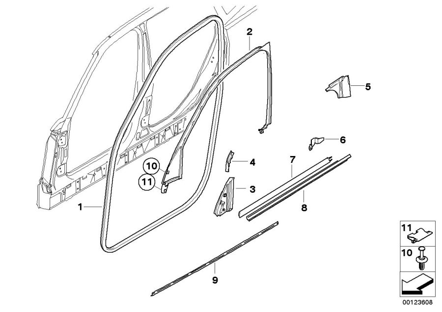 Diagram Trim and seals for door, front for your 2014 BMW M6   