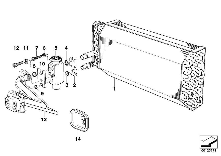 Diagram Automatic air conditioning evaporator for your 2023 BMW X3  30eX 