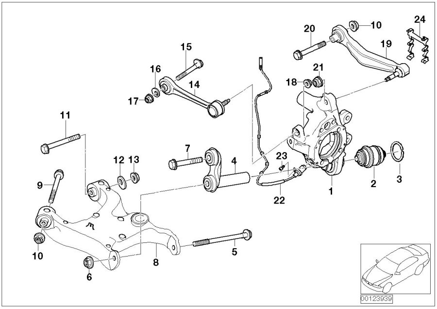 Diagram Rear axle SUPPORT/WHEEL suspension for your BMW