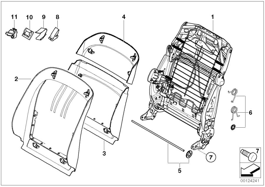 Diagram Seat, front, backrest frame for your 2012 BMW M6   