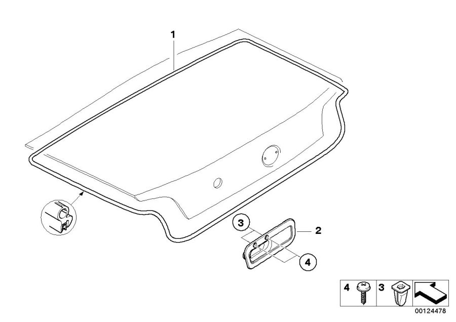 Diagram Single components for trunk lid for your BMW