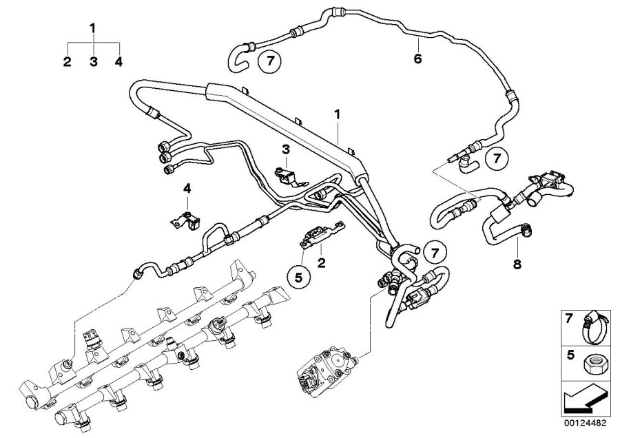 Diagram Fuel injection system - fuel line for your BMW 760Li  