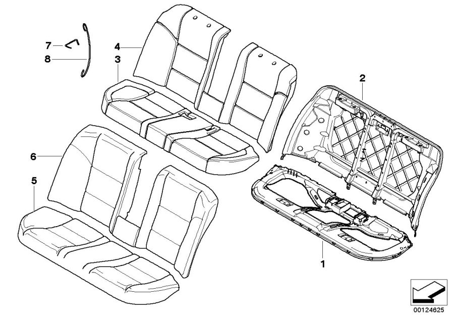 Diagram Seat rear, upholstery & cover base seat for your BMW