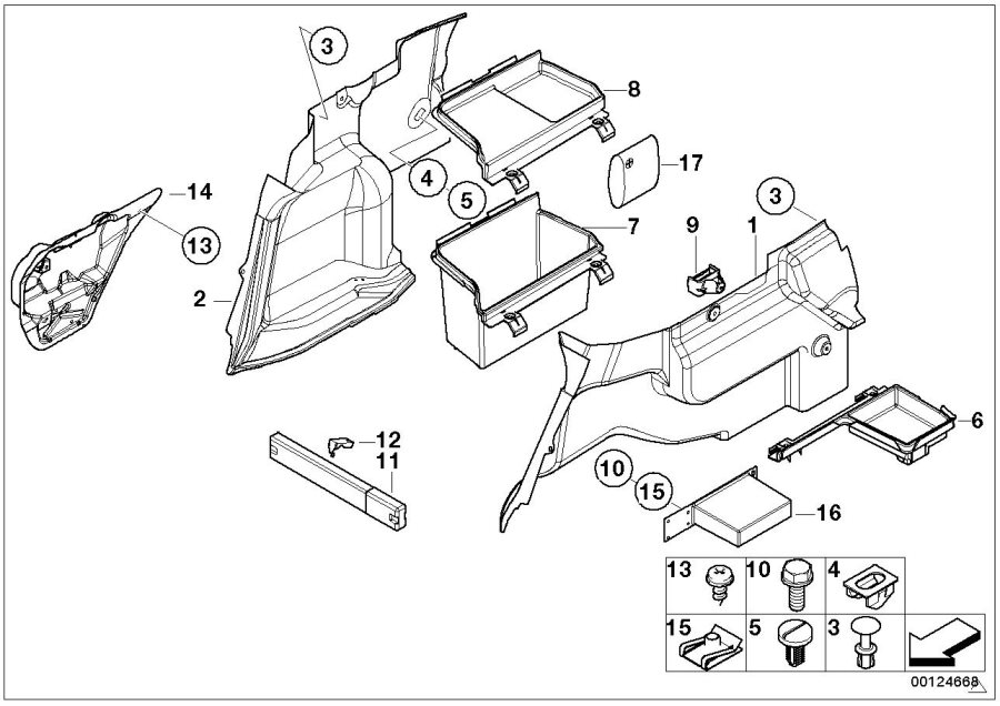 Diagram Lateral trunk floor trim panel for your 2006 BMW M3   