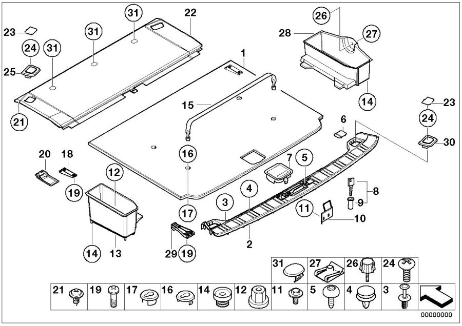 Diagram Trim panel, trunk floor for your BMW