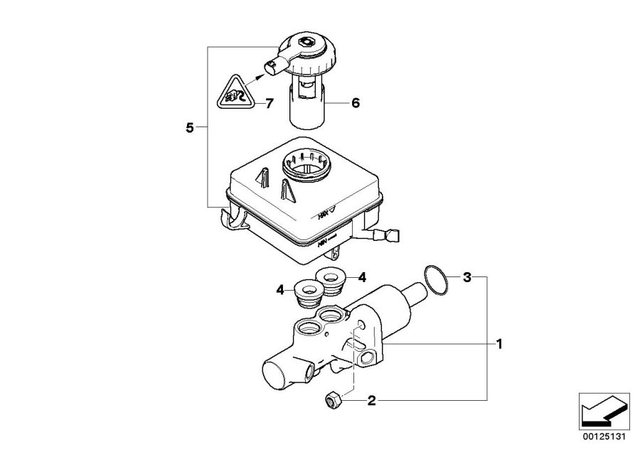 Diagram Brake master CYLINDER/EXPANSION tank for your BMW