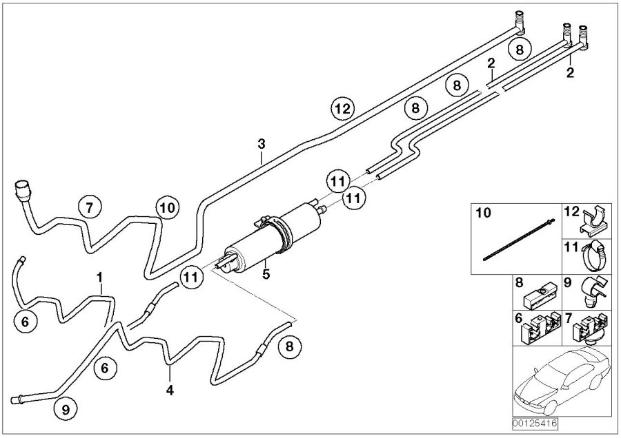 Diagram Fuel pipes and fuel filters for your BMW